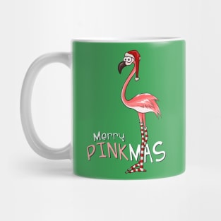 Merry Pinkmas Christmas Flamingo in Santa Costume Mug